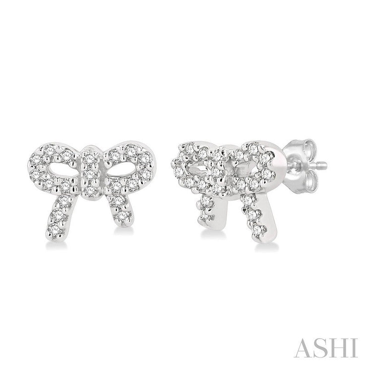 ASHI - DIAMOND BOW STUD EARRINGS