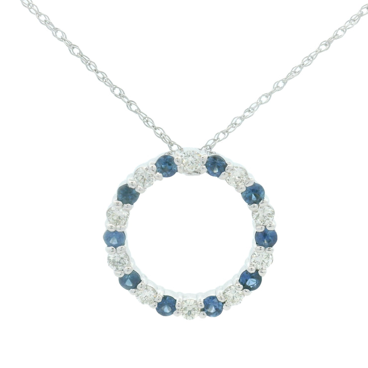 SAPPHIRE & DIAMOND OPEN CIRCLE PENDANT