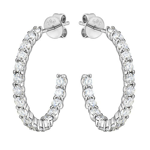 DIAMOND IN & OUT POST HOOP EARRINGS - 1 1/2 CT