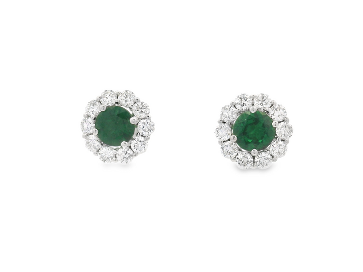 TSAVORITE GARNET & DIAMOND POST EARRINGS