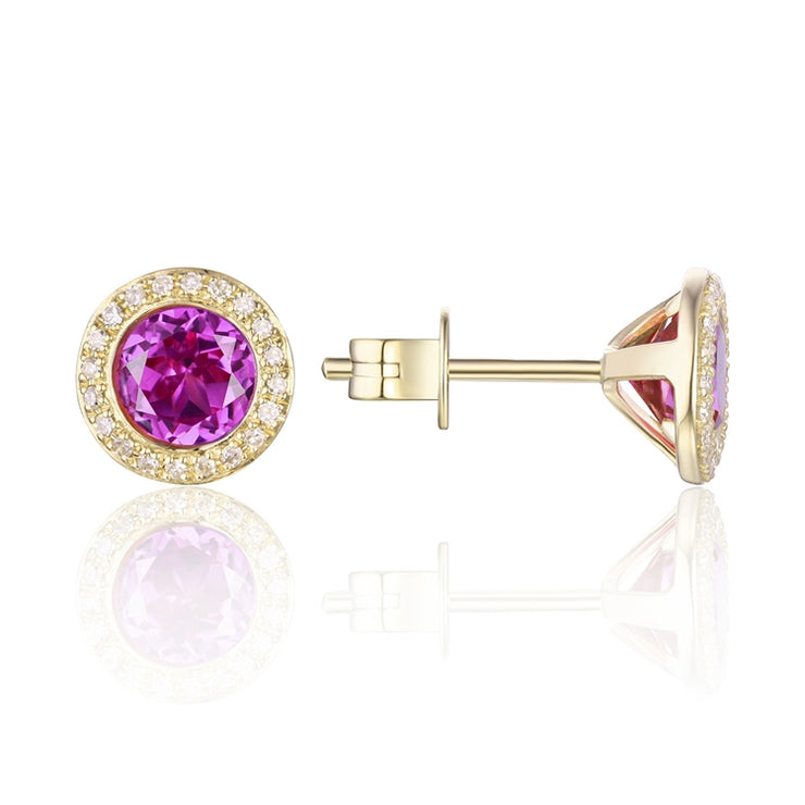 LUVENTE – PINK CORUNDUM SAPPHIRE & DIAMOND POST EARRINGS