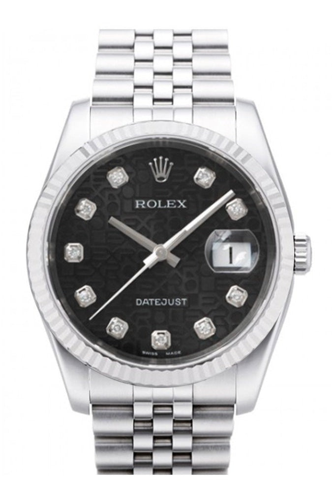 2010 ROLEX DATEJUST, BLACK DIAMOND DIAL & DIAMOND BEZEL