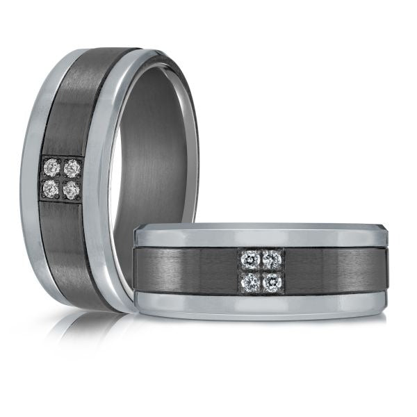 MALO - TITANIUM & TANTALUM MENS DIAMOND WEDDING BAND