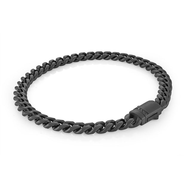 BLACK 6MM CURB CHAIN BRACELET