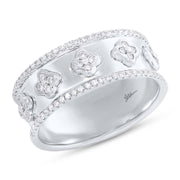 SHY CREATION - WIDE BAND DIAMOND CLOVER RING