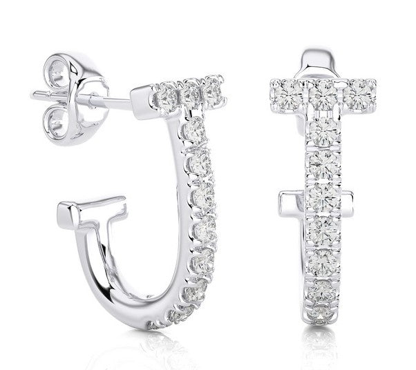 DIAMOND “T” HOOP EARRINGS