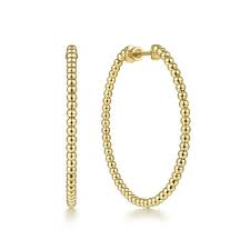 GABRIEL & CO - BEADED GOLD HOOP EARRINGS