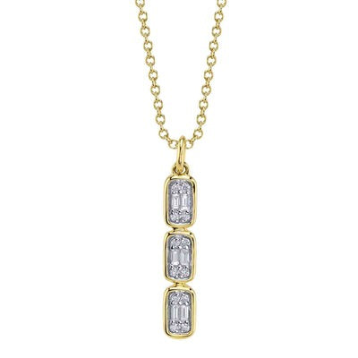 SHY CREATION - DIAMOND CLUSTER BAR PENDANT