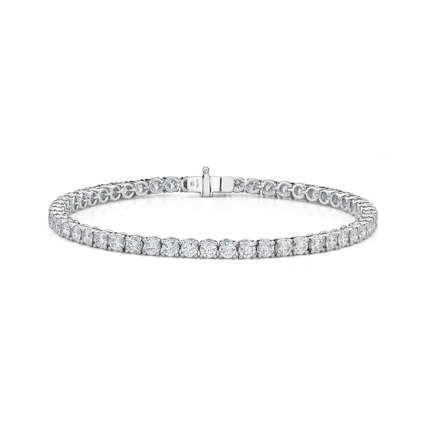 MÉMOIRE - Lady's White 18 Karat Classic 4-Prong Diamond Tennis Bracelet Length 7 With 48=7.26Tw Round G/H Si Diamonds