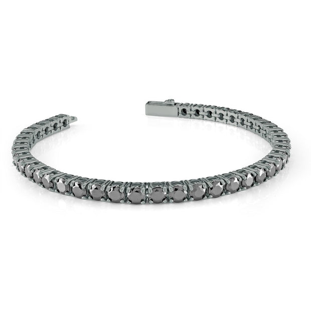 Men's Cubic Zirconia Cluster Link Bracelet in Black Ion-Plated Stainless  Steel