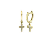 SHY CREATION - DIAMOND CROSS DROP HUGGIE HOOP EARRINGS