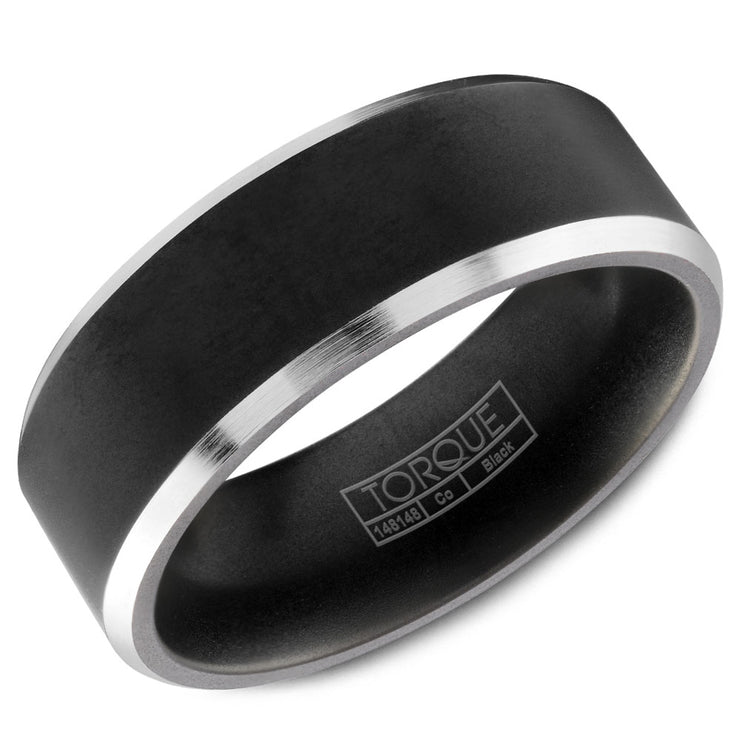 CROWN RING – MENS BLACK & WHITE COBALT WEDDING BAND