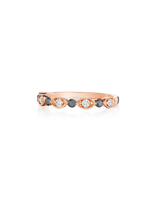 HENRI DAUSSI - ROSE GOLD BLACK & WHITE DIAMOND BAND