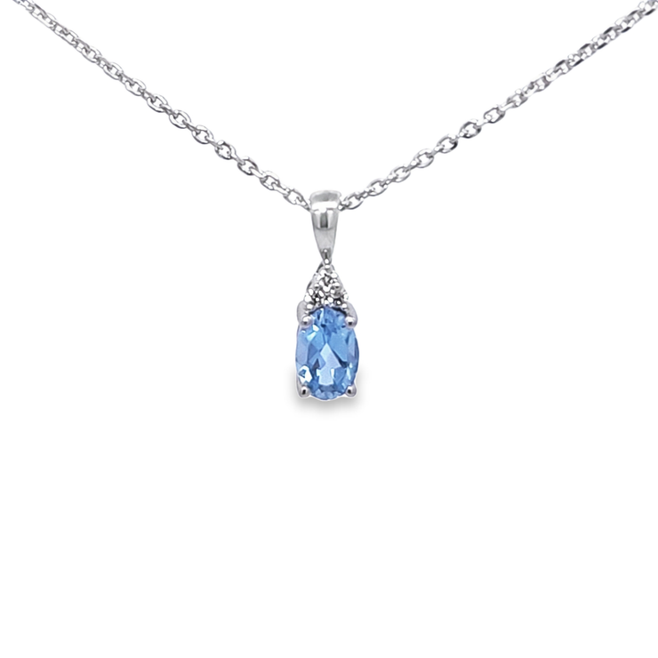 BLUE TOPAZ & DIAMOND PENDANT