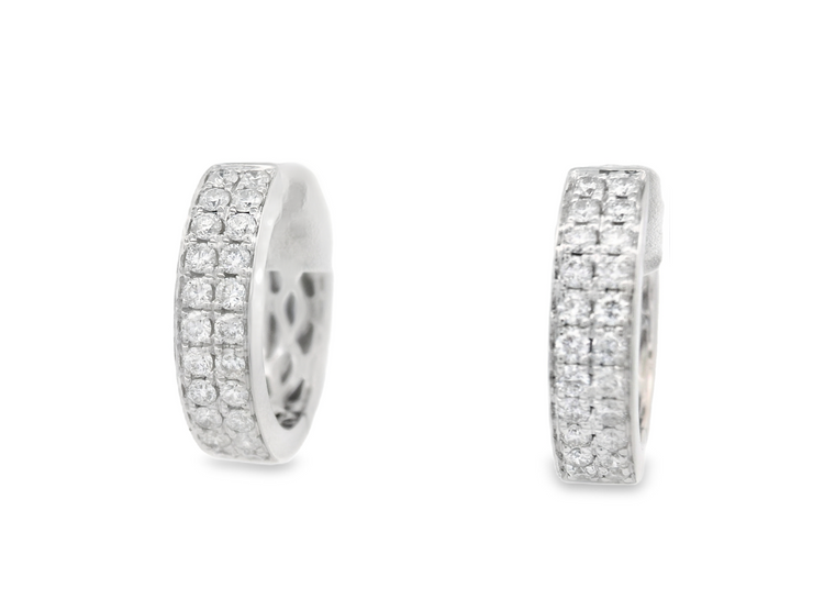 PAVE DIAMOND HUGGIE HOOP EARRINGS -  1/2 CT