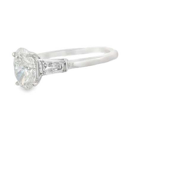 3 Stone Oval & Baguette Lab Grown Diamond Engagement Ring