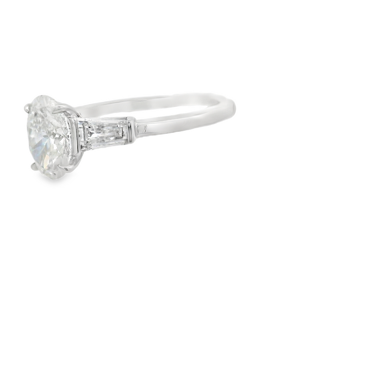 3 Stone Oval & Baguette Lab Grown Diamond Engagement Ring