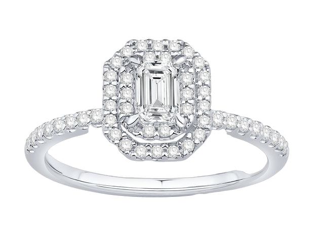 DOUBLE HALO DIAMOND ENGAGEMENT RING - 1/3 CT CENTER