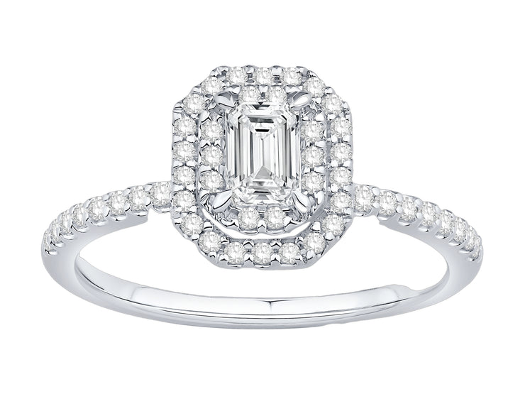 DOUBLE HALO DIAMOND ENGAGEMENT RING - 1/3 CT CENTER