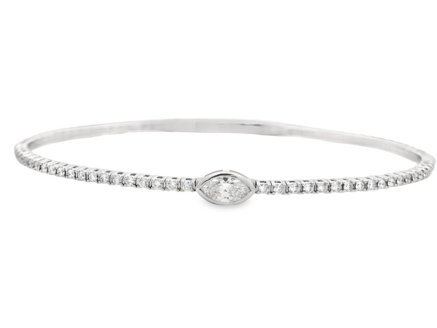 Marquise Center Flexible Diamond Bangle Bracelet