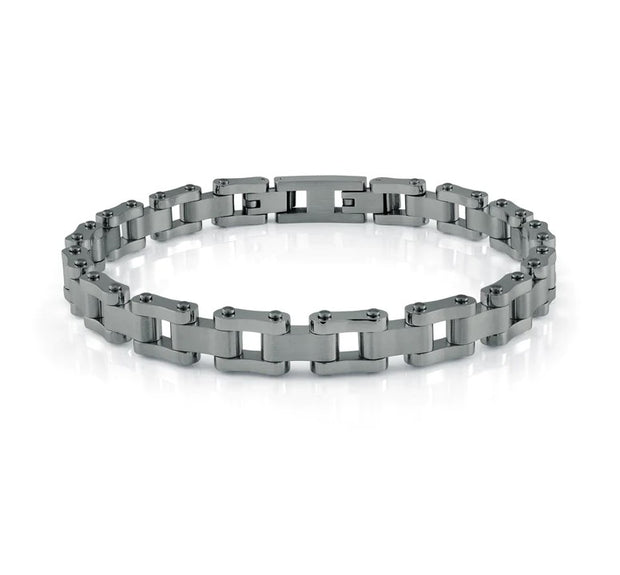 ITALGEM STEEL - GUNMETAL GRAY STAINLESS STEEL BIKE CHAIN BRACELET