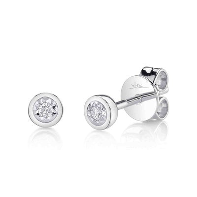 SHY CREATION - BEZEL SET DIAMOND STUD EARRINGS