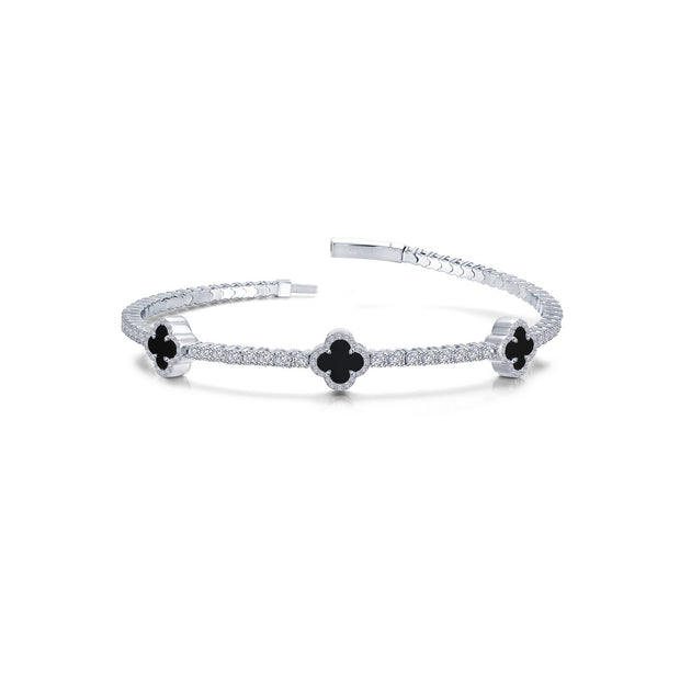 LAFONN - BLACK ONYX CLOVER BANGLE BRACELET