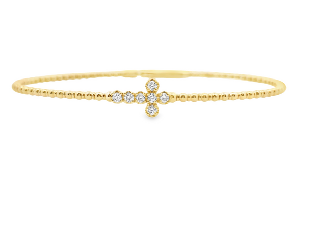 Diamond Cross Flexible Bangle Bracelet