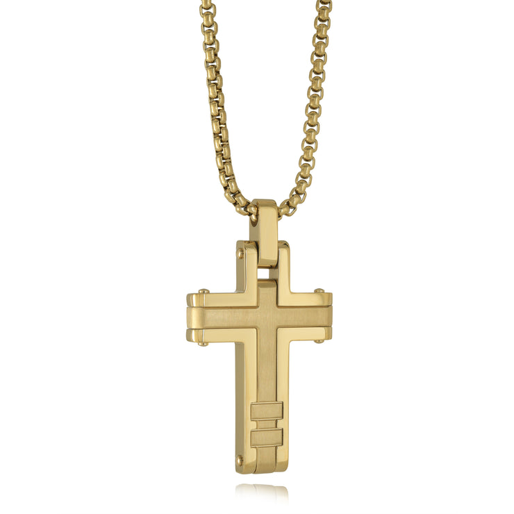 BRUSHED & POLISHED CROSS PENDANT