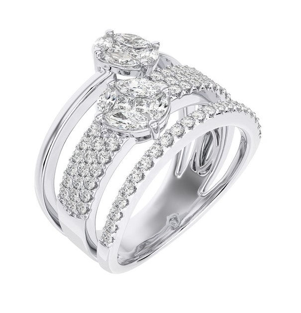 3 ROW DIAMOND RING