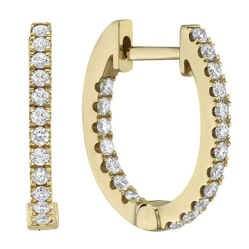 DIAMOND IN & OUT HUGGIE HOOP EARRINGS - 2/5 CT