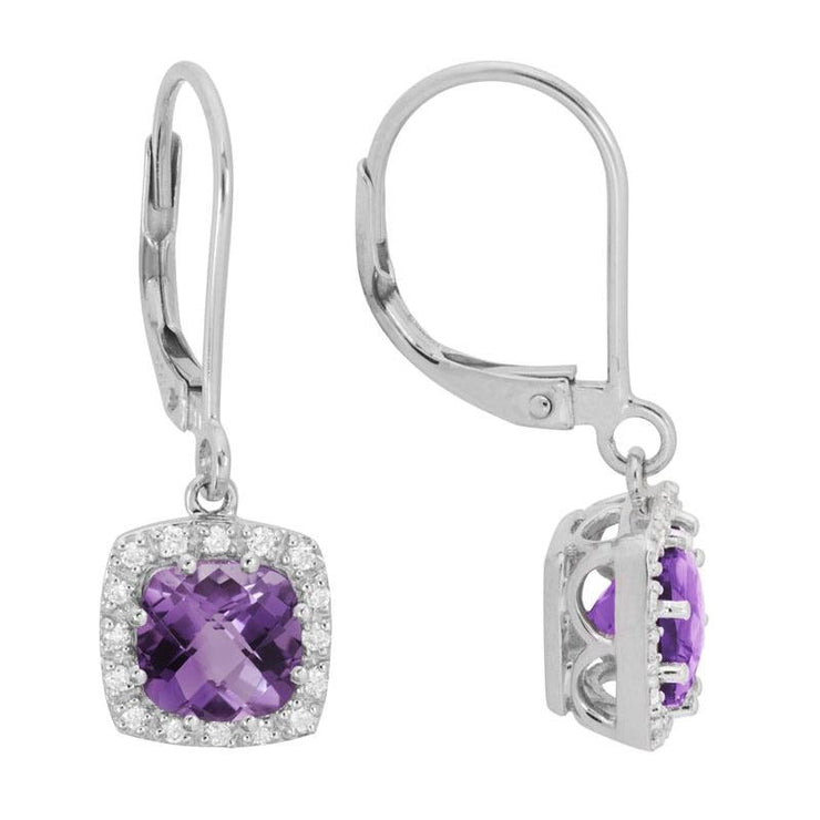 AMETHYST & DIAMOND DANGLE EARRINGS