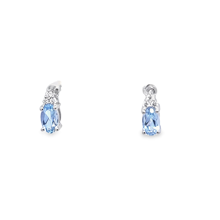 BLUE TOPAZ & DIAMOND POST EARRINGS