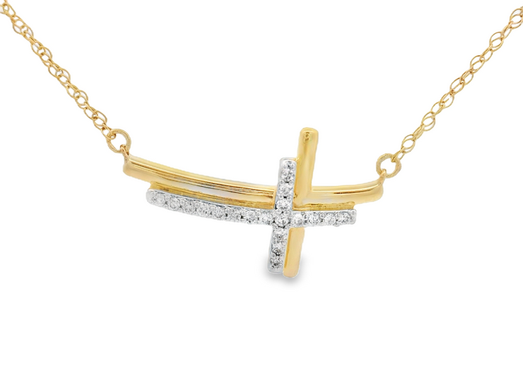 SIDEWAYS CROSS PENDANT - 1/10 CT