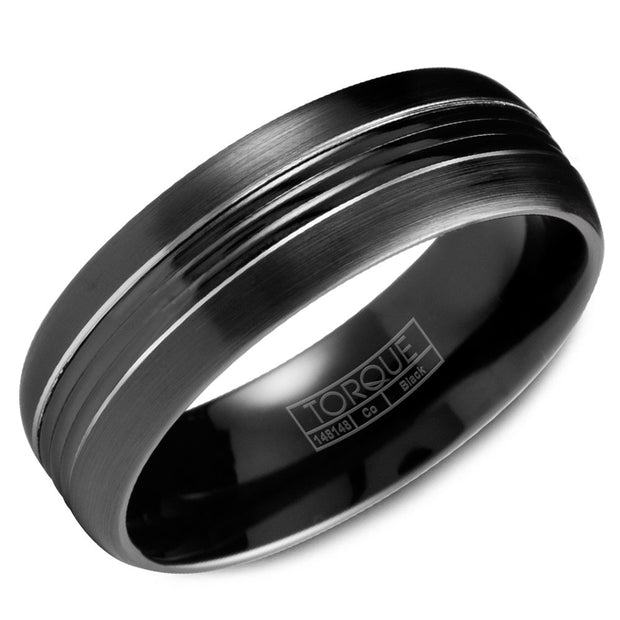 CROWN RING – MENS BLACK & WHITE COBALT WEDDING BAND