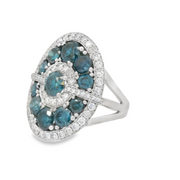 BLUE & WHITE DIAMOND STATEMENT RING