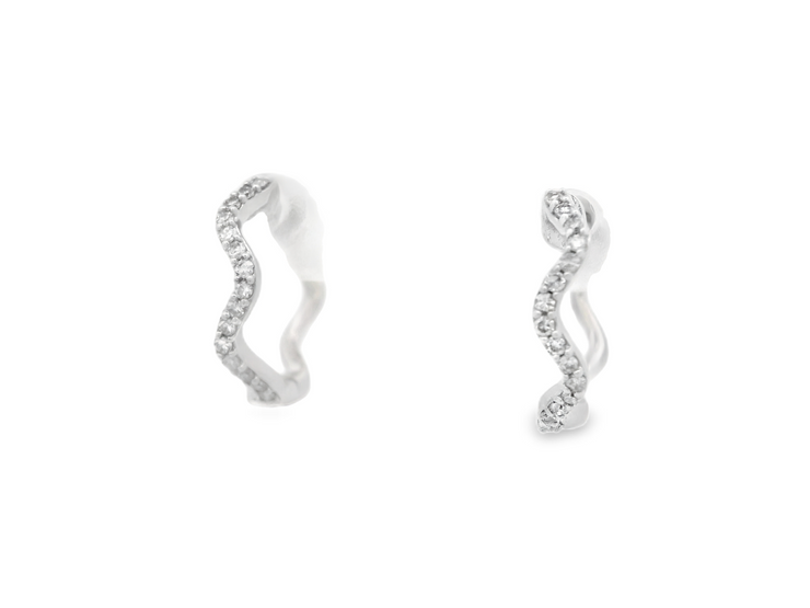 WAVY DIAMOND HUGGIE HOOP EARRINGS