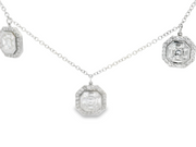 STATIONED CUSHION SHAPE DIAMOND CLUSTERS NECKLACE