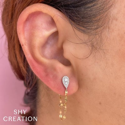 Shy Creation - Pear Shaped Diamond Dangle Earrings