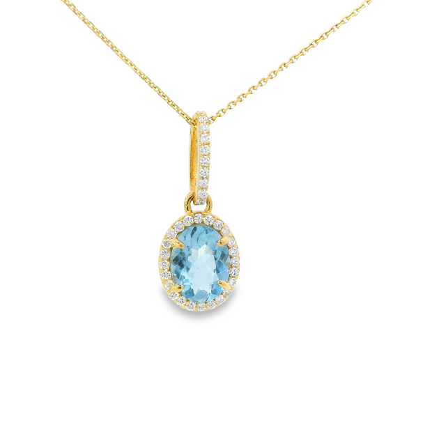 AQUAMARINE & DIAMOND PENDANT