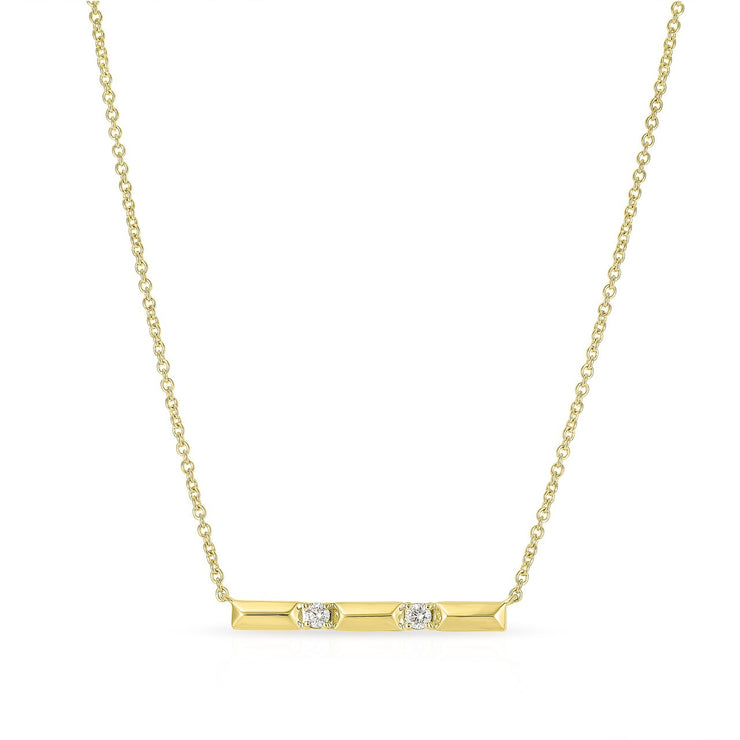 URBAETIS - Gold and Diamond Pyramid Bar Necklace