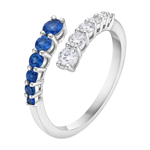 SAPPHIRE & DIAMOND BYPASS RING