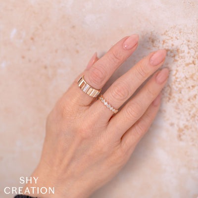 Shy Creation - Angled Diamond Baguette Band