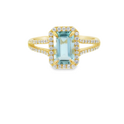 AQUAMARINE & DIAMOND RING