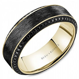 CROWN RING - MENS BLACK DIAMOND BAND