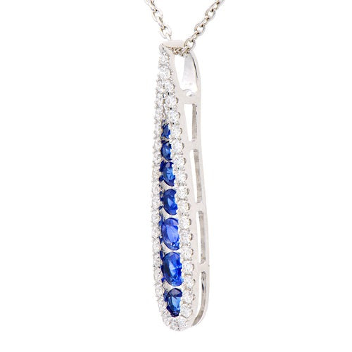 SAPPHIRE & DIAMOND RAINDROP PENDANT