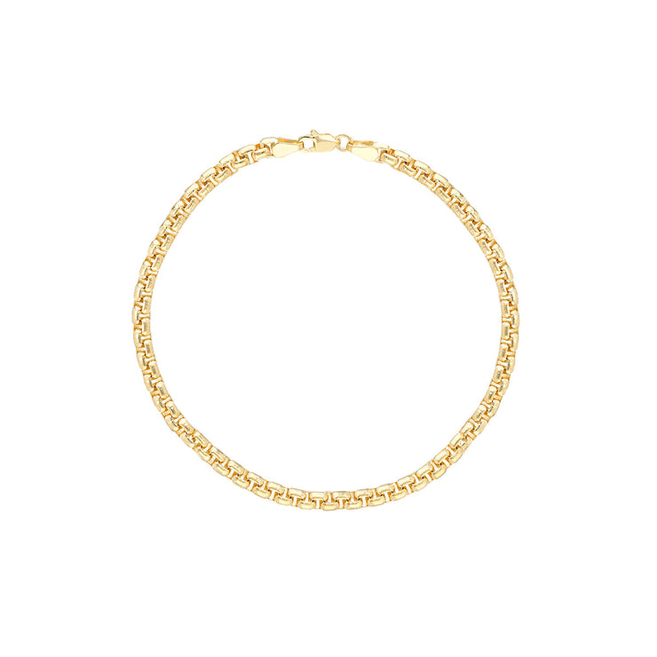 YELLOW GOLD ROUND BOX BRACELET 8.5"