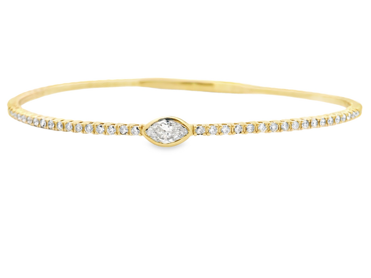 Marquise Center Flexible Diamond Bangle Bracelet