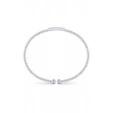 GABRIEL & CO - PAVE DIAMOND BAR BEADED BANGLE BRACELET