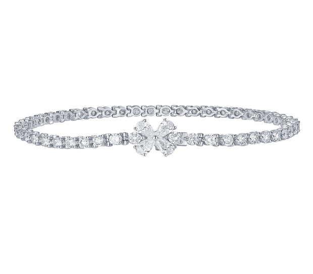 FLOWER CLASP DIAMOND TENNIS BRACELET - 5 TCW